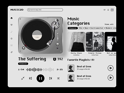 Music Player Landing Page album band clean landing page live music music player music web music web app player playlist podcast radio songs spotify streaming ui ui design web app web player