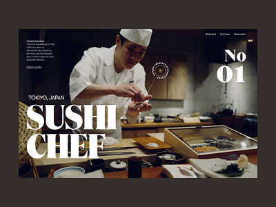 Sushi chef branding design header minimal restaurant sushi typography ui ux web