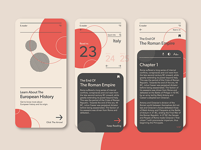 E.reader app app design history history app learning app minimalism minimalistic app mobile app mobile app design ui ux