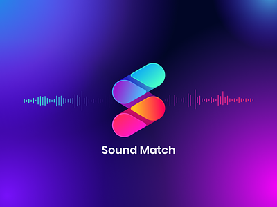 Sound Match app logo branding bright design gradient identity logo logotype music wave