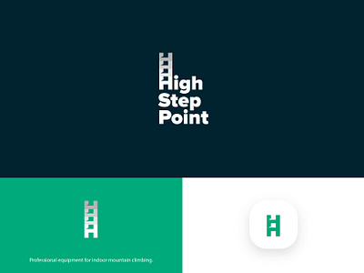 High Step Point logo design branding climbing equipment extreme high identity logo mountain sport stairs startup