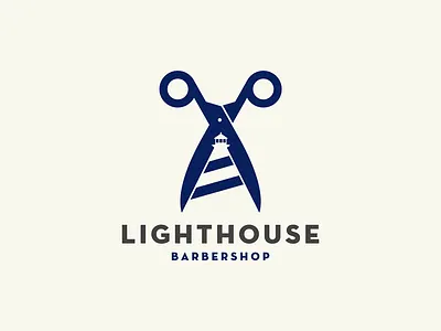 Lighthouse / barber shop barber shop lighthouse lighthouse logo scissors