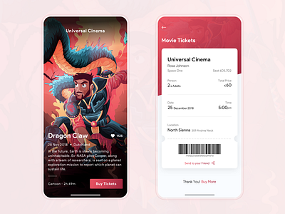 Universal Cinema app cartoon cinema hollywood illustration mobile online sketch ticket typography ux