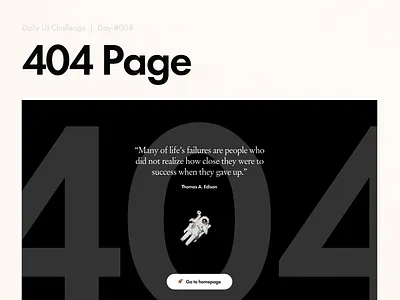 404 Page — Daily UI #008 design error error 404 error message minimal quote rocket space ui