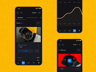 Surfe: Tasks & Ads business colorful creative dark app dark mode dashboard filters finance fintech interface investment landing marketing mobile platform redesign shop system ui ux