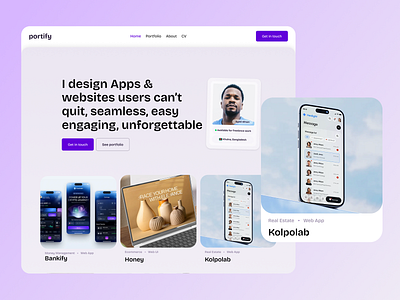 Portify - Portfolio Landing Page app branding design figma illustration landing page ui uiux user interface web design