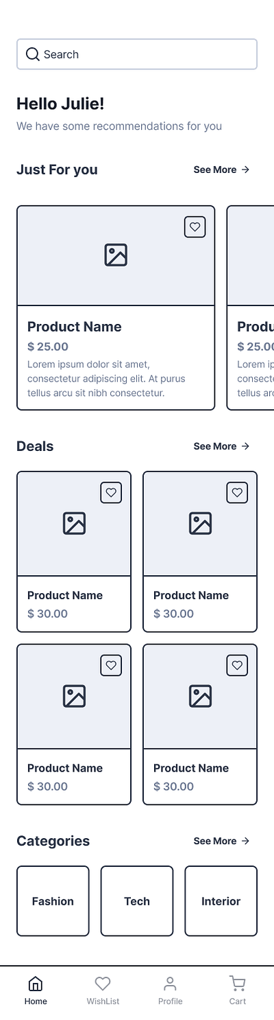 Wireframe for English Ecommerce. mobile app ui ux