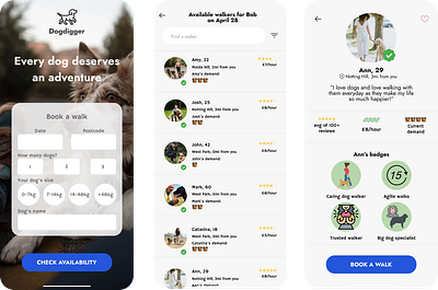 Dogdigger - a dog walking app case study app design ux