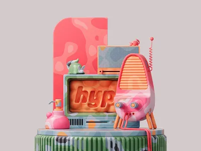 Turn on the radio 📻 3d 3d art abstract adobe c4d cinema4d colors design illustration pastel photoshop redshift render retro shapes