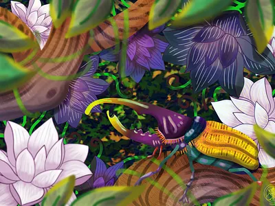 Jungle beetle 2d 2d art adobephotoshop beetle design flover forest illustration jungle photoshop