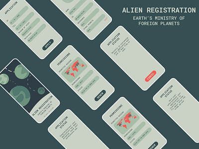 Aliens' Registration 2d illustration logo minimal ui ux vector