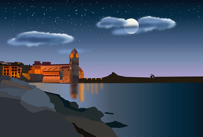 Travel collioure illustration