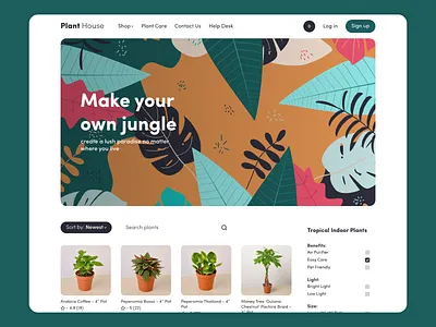 Plants Shop Landing Page design e shop ecommerce illustration landing page plants product design ui ux web web design website