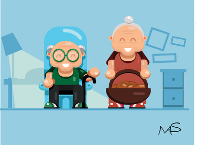 grandparents design illustration