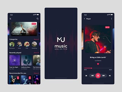 Music Unlimited App adobe adobe illustrator adobe xd app design homepage design ios ios app mobile app mobile app design mobile design mobile ui music music app music player splash typography ui ui ux ui design