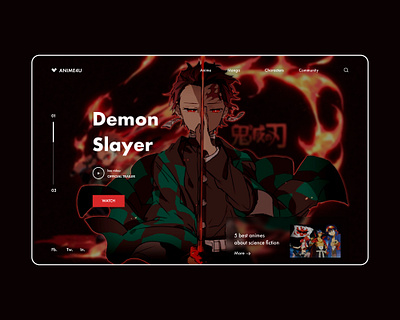 Online Media services | First Screen anime concept demonslayer design figma fullscreen landing landingpage live streaming typogaphy ui ux web web design