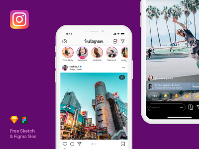 UI screens for Instagram - Mobile Apps Library apps apps design apps screen designer figma free freebie instagram instagramui mobileapps mockup screens sketch socialapp ui uikit vector