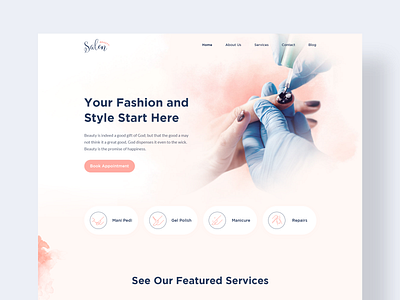 Beauty Salon Landing Page beauty beauty salon branding clean clean ui dribbble best shot dribbble pro fashion home page landing page minimal nail salon parlor stylish trendy ui ux web web design website