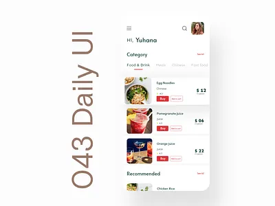 043 Daily UI - Food & Drink app apple arulmani daily 100 daily ui design food and drink icon ui ux