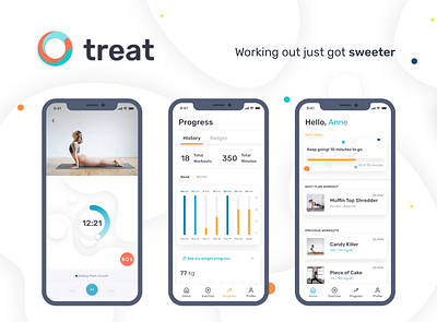 Treat - Exercise App for people with diabetes app design diabetes exercise mobile mobile ui userexperience userinterface ux workout