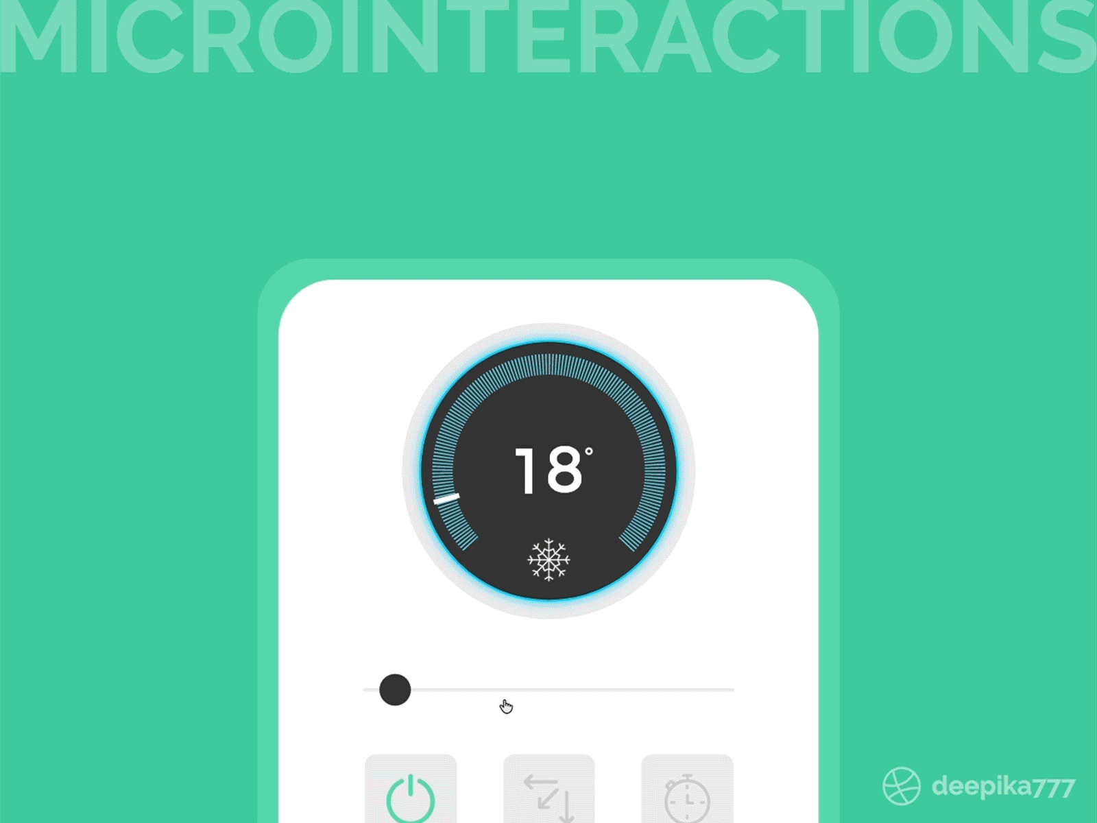 Thermostat - Microinteractions adobe xd animation app app design app ui dailyui design interaction micro interaction microinteraction microinteractions minimal seasons slider temperature thermostat timer ui ux weather