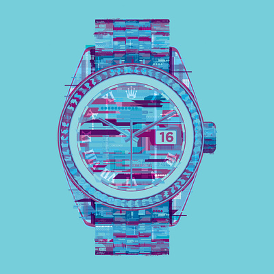 Rolex Gitch flat glitch glitchart graphic design illustration illustrator minimal vector