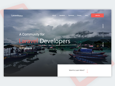 LaravelPokhara - Hero Section branding community design grid layouts hero image herosection landing page landing page design laravel nepal pokhara software development ui ui design uiuxdesign web design web design