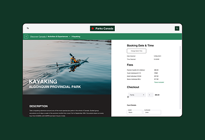 Parks Canada - activity app app concept app design canada kayaking nature parks ui design ux design