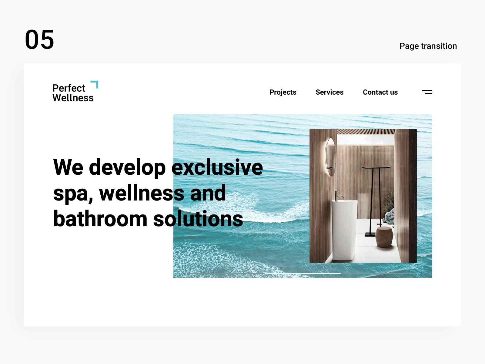 Page transition for website of a Wellness company animation branding corporate homepage interaction minimal page transition ui web webdesign website wellness