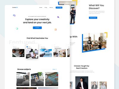 Learning Landing Page Concept academy button clean colorful creative design education interface landing landing page learning learning platform lessons minimal popular shot student teacher ui ux design web design