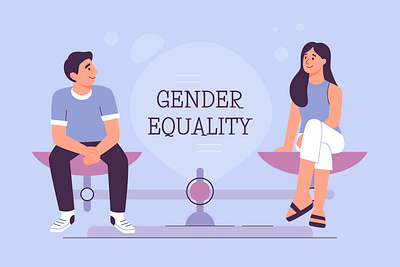 Gender equality art character color colorful cute design equal gender girl illustration man minimal social vector woman