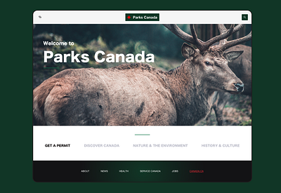 Parks Canada - Home Page app design app interface canada nature parks ui design ux design