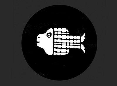 character design- Iconic illustration black and white deep sea fish flat design illustration vector vector illustration