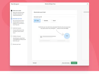 Task Designer - empty state and configured views datepicker schedule time ui