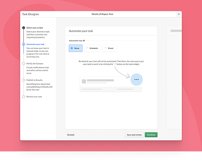 Task Designer - empty state and configured views datepicker schedule time ui