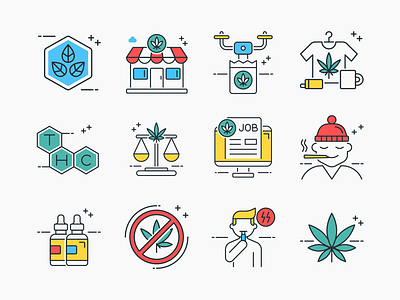 Marijuana Icon Set background cannabis drug green health hemp herb leaf medical medicinal medicine natural nature oil organic plant sativa smoke symbol weed