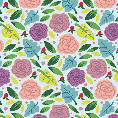 June Bouquet floral flowers gouache illustration nature painting repeat pattern summer surface design surface pattern