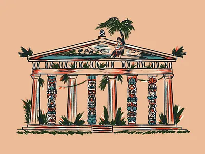 Polynesian Pop cocktail illustration nashville parthenon polynesian procreate texture tiki
