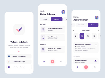 Schedo : Task Manager App abdur rahman sami dsamivai event fitness medical iphone graphic illustration vector ios android app minimal interface experience mobille application concept new modern trend project management tool schedule meeting planner task manager calendar todo login sign up form typography vector logo ui ux design user dashboard interaction
