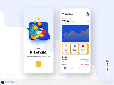 BRIDGE CAPITAL - Stock Portfolio App branding capital clean concept design design illustration investment logo market portfolio process stock ui uiux