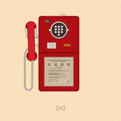 Icatel Telefone Público illustration phone telephone vintage