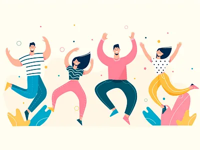 Jumping people character happy people illustration jump jumping lifestyle people illustration vector illustration