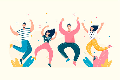 Jumping people character happy people illustration jump jumping lifestyle people illustration vector illustration