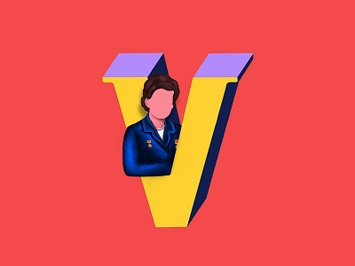 V - 36daysoftype 36daysoftype astronaut illustration russia space spaceship women