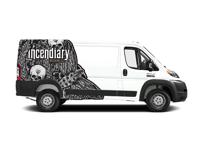 Incendiary Van Wrap barley beer brewery dodge fire flame illustration incendiary metal moth skull van vehicle wrap