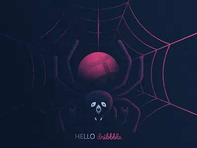 Let's rock, dribbble! character cool dark debut design hello hello dribble illustration rock spider