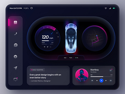 Car Dashboard Concept for BMW app bmw car car app car dashboard car design car interface car play car ui cards dashboard dashboard ui design skeuomorph tesla ui ux wstyle