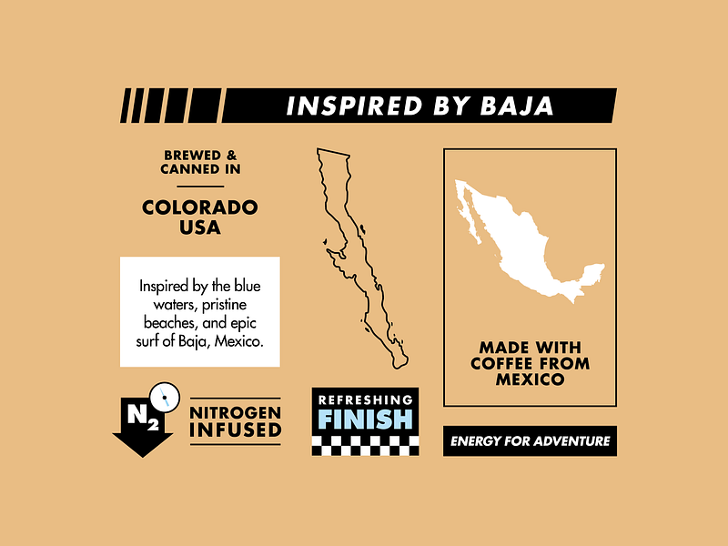 Drive Coffee Baja Latte Details automotive baja branding bronco can car coffee cold brew illustration label mexico nitro package design print vehicle