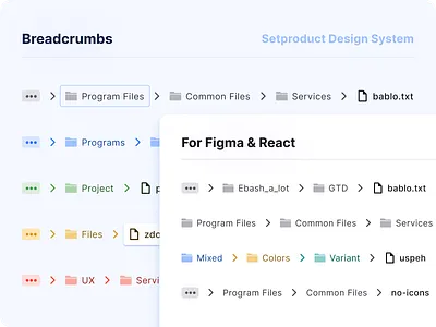 Breadcrumbs UI design component - React UI kit for Figma android app breadcrumbs design design system figma material navigation path react reactjs templates ui ui kit web
