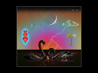 swan habitat acid beautiful chrome cloud collage design dream flower glint hearts illustration lightning love moon sliver smile logo surreal swan swans talisman